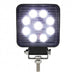 9 HIGH POWER LED SQUARE WORK LIGHT - FLOOD image of light turned on  sold by Legend Truck Parts located in Dallas-Fort Worth with shipping nationwide