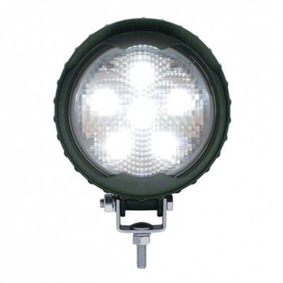 6 LED HIGH POWER 18 WATT ROUND WORK LIGHT. Image of the light turned on. Sold by Legend Truck Parts located in Dallas-Fort Worth with shipping nationwide.