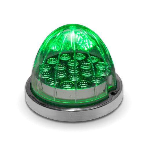 Green colored watermelon LED with reflector cap.