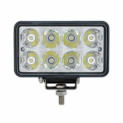 8 HIGH POWER LED RECTANGULAR WORK LIGHT WITH CHROME REFLECTOR. Image viewed from the front. Sold by Legend Truck Parts located in Dallas-Fort Worth with shipping nationwide. 