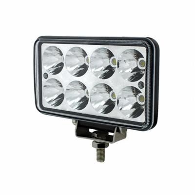 8 HIGH POWER LED RECTANGULAR WORK LIGHT WITH CHROME REFLECTOR. Image viewed from an angle. Sold by Legend Truck Parts located in Dallas-Fort Worth with shipping nationwide. 