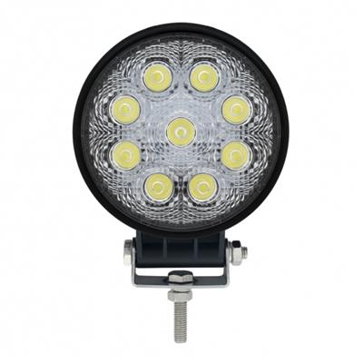 9 HIGH POWER LED 4-1/2" ROUND "COMPETITION SERIES" WORK LIGHT - SPOT. View of the light from the front. Sold by Legend Truck Parts located in Dallas-Fort Worth with shipping nationwide. 